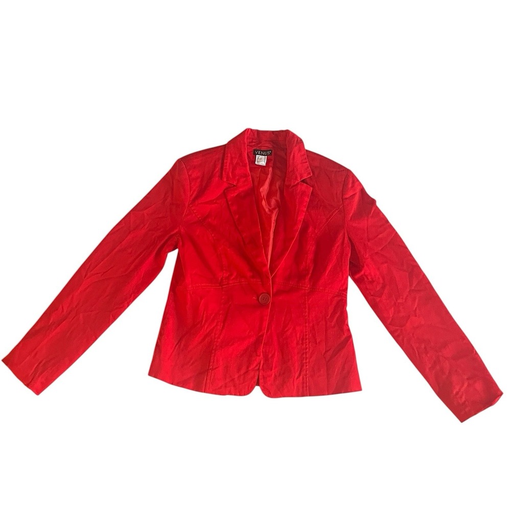 Venus Women's‎ Size 6 Red Blazer 100% Cotton Shell Short Poland Career Office